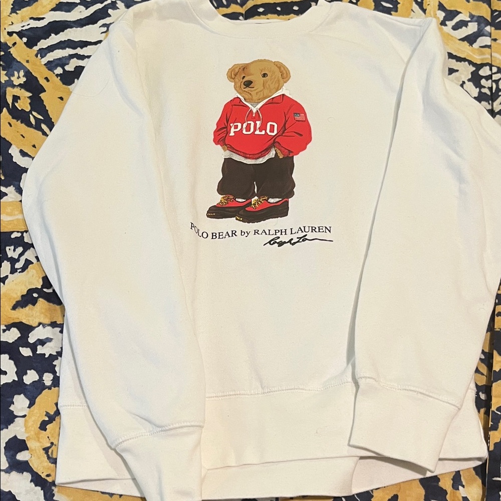 Polo by Ralph Lauren White Sweater with Red Bear Design